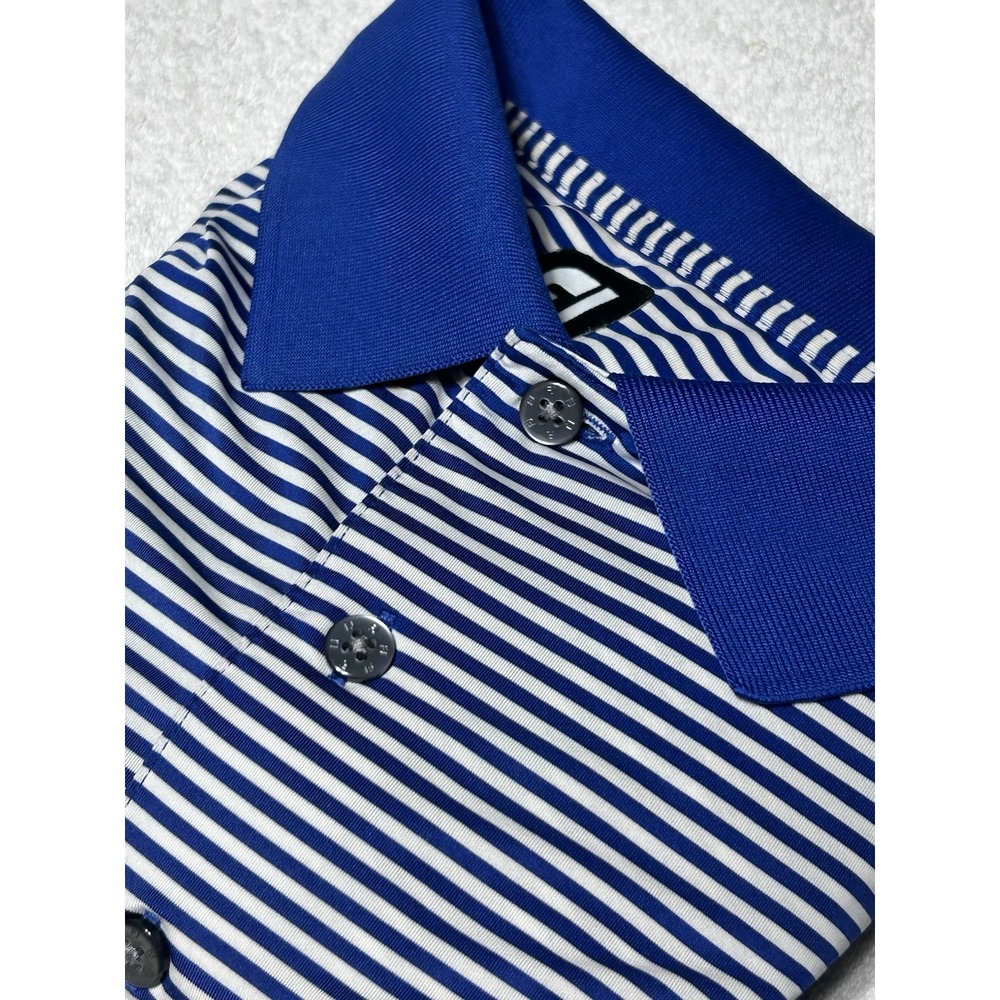 FootJoy Men's XL Polo Shirt Golf Stretch Short Sleeve No Golf Logo Blue Stripe
